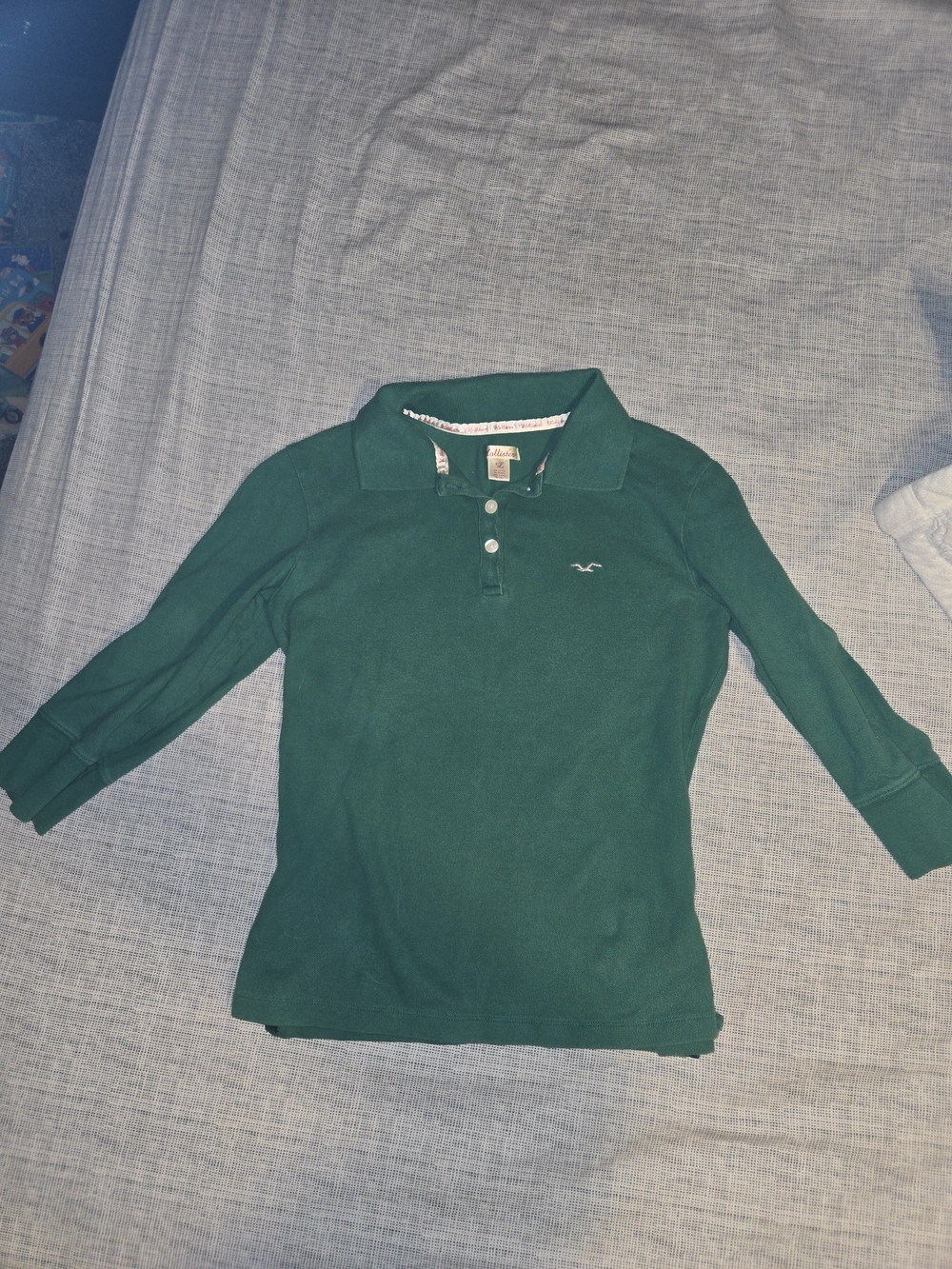 Hollister Dark Green Juniors Long-Sleeve Polo